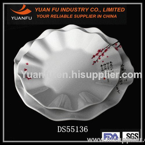 Melamine new flower design restaurant plate set