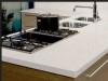 White quartz kitchen countertop