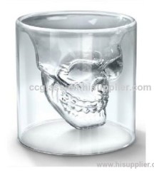 Mouth Blown Borosilicate Double Wall Glass Skull Cups