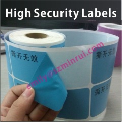 Custom Adhesive Side Print Security Labels,Adhesive Side Print Destructible labels,Double Sides Print Eggshell Stickers