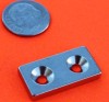 2 Countersunk Holes Neodymium Bar Magnets 1 in x 1/2 in x 1/8 in