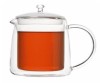 Hand Blown Double Wall Glass Teapot Coffee Pot with short eagle spout