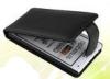 Black Flip Genuine Leather Case Cover , LG P880 Optimus 4x HD Cell Phone Pouch