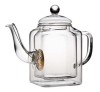 Double Wall Heat Resistant Borosilicate Glass Tea Pot Coffee Pot