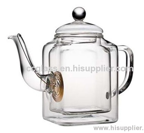 Double Wall Heat Resistant Borosilicate Glass Tea Pot Coffee Pot
