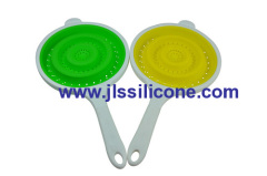 kitchen cooking silicone pasta strainer and colander with plastic handle