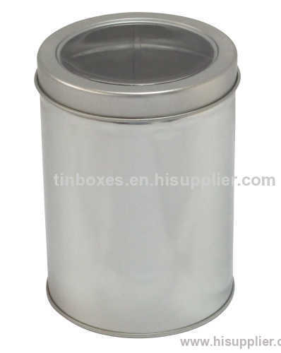 Round window tea tin F01030