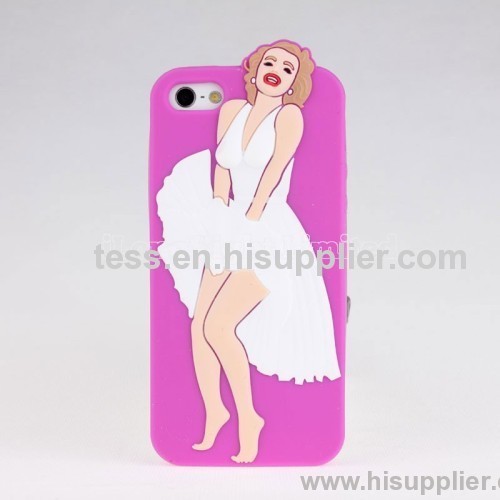 2013 hot sale Silicon case for iphone 5G with Marilyn Monroe Soft 3D