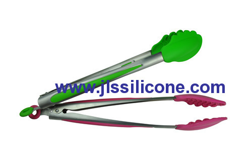 9 inch silicone coated food and salad tongs