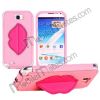 New Style Sexy Lip Kickstand Cross Pattern Leather Case for Samsung N7100 Galaxy Note2