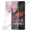 Glittering Rhinestone Bowknot Pattern Transparent Hard Case for Sony L36h Xperia Z L36i Yuga C6603 C6602 C660X