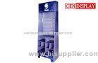 Retail Corrugated POS Cardboard Hook Display Blue For Supermarket