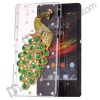 Glittering Rhinestone Peacock Pattern Transparent Hard Case for Sony L36h Xperia Z L36i Yuga C6603 C6602 C660X