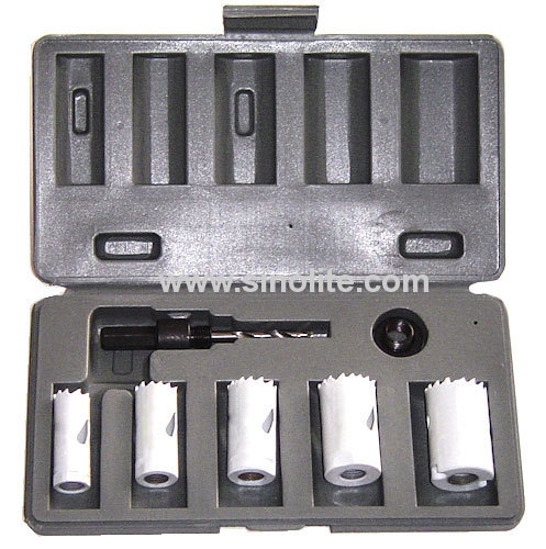 7pcs Bi-metal Handyman Hole Saw Kit; 7/8 -1 -1-1/8 -1-1/4 -1-1/2 , (22-25-29-32-38mm), arbor: 3/8hex shank, adatpor