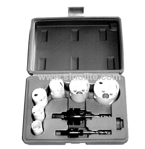 8pcs Bi-metal Lockset Hole Saw Kits; Sizes 7/8 , 1 , 1-5/16 , 1-1/2 , 1-3/4 , 2-1/8(22-25-32-38-44-54mm), 2 Mandrels