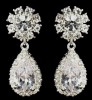 Silver earring with pear shape CZ stones