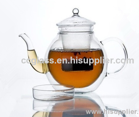 Double Wall Insulated Borosilicate Glass Teapot Coffee Pot