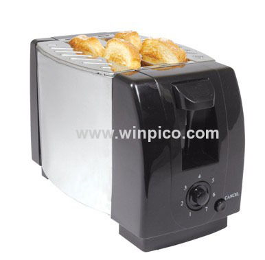 2-slice toaster with metal sides/pp ends / Black
