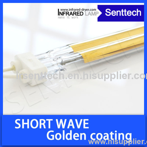 Short wave infrared heating lamp with golden coating