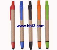 Promotional eco stylus ballpen with plastic clip