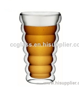 C&C Glass 350ml Double Wall Glasses for Beer Drinking