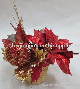 Poinsettia christmas flower pot