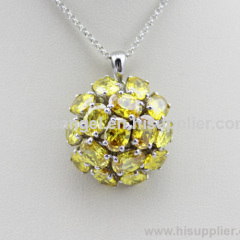 Fashion Jewelry 925 Sterling Silver Yellow Cubic Zircon Gemstone Pendant