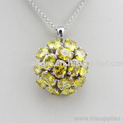 Fashion Jewelry 925 Sterling Silver Yellow Cubic Zircon Gemstone Pendant