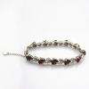 925 silver bracelet,fine jewelry created garnet and clear cubic zircon link bracelet