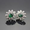 silver emerald cubic zircon earrings,925 sterling silver gemstone earrings Jewelry