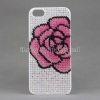 Diamond Plastic Case For iPhone 5 with Rose Flower Pattern Full Glittering