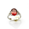 Jade Angel Fashion Sterling Silver Ring with 8x10mm Oval Cut Garnet and Clear Cubic Zircon