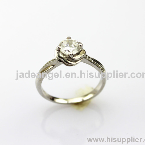 Hot Sale Solid Sterling Silver with 6mm Created Diamonds Engagement Ring