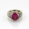 925 Sterling Silver Ring Oval Ruby Cubic Zircon Ring