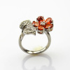 designer jewelry,925 silver jewelry garnet cubic zircon flower ring