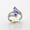 925 Silver Ring Cut Amethyst Cut Rhinestone, Engagement Ring