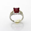 Fashion Jewelry 925 Silver 8x10mm Created Ruby 925 Silver Ring with Cubic Zircon