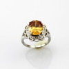 Fashion Jewelry 8x10mm Oval Cut Created Citrine and Clear Cubic Zircon Diamonds Ring
