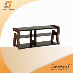 Durable Steel Frame Wood and Glass TV Stand