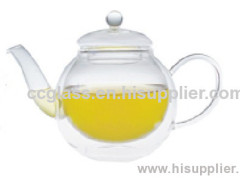Mouth Blown Double Wall Borosilicate Double Wall Glass Teapot Coffee Pot