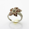 Designer Jewelry Solid Sterling Silver Pave Created Ruby Flower Ring