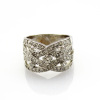 Fashion Jewelry Crossover Sterling Silver Ring Pave Created Diamonds Ring