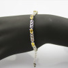 925 Sterling Silver Link Bracelet With Created Yellow Citrine and Clear CZ Diamonds