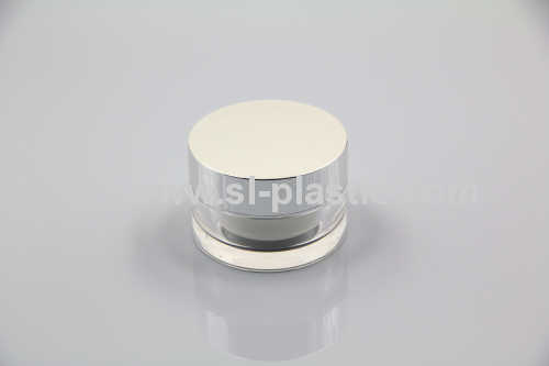 Luxury round cosmetics 50g silvery acrylic cream plastic jar