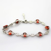 fashion jewelry 925 sterling silver with oval cut red cubic zircon link bracelet