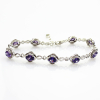 HOT SALE 925 Sterling Silver Amethyst Cubic Zircon Link Chain Bracelet