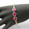 Jade Angel Fashion Jewelry Silver Link Bracelet with 7x9mm Created Ruby and Clear Cubic Zircon
