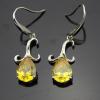 Fashion Silver Jewelry Solid Silver Earring with Yellow Cubic Zircon