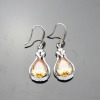 Solid Sterling Silver Jewelry Citrine Cubic Zircon Earrings Jewelry