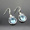 Gemstone Jewelry 925 Silver Blue Topaz Cubic Zircon Dangle Earrings